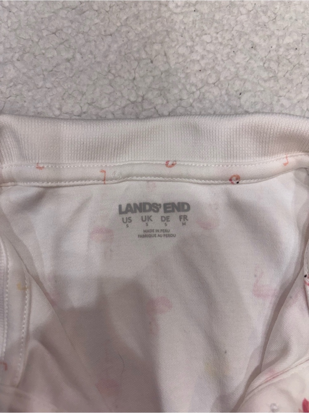 Lands' End White Sleeveless Polo with Pink Flamingo Print Size Small - Picture 2 of 4